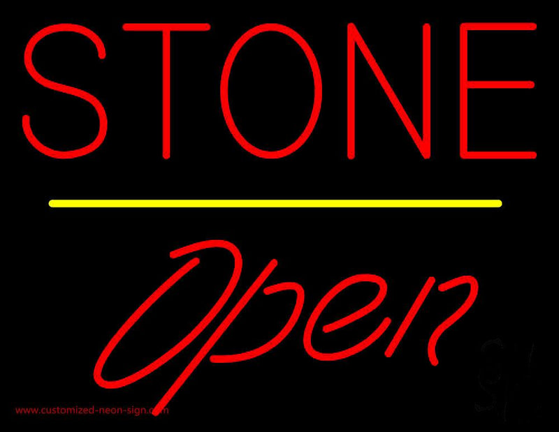 Stone Script1 Open Yellow Line Handmade Art Neon Sign