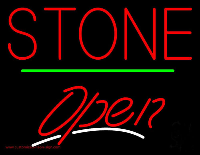 Stone Script2 Open Green Line Handmade Art Neon Sign
