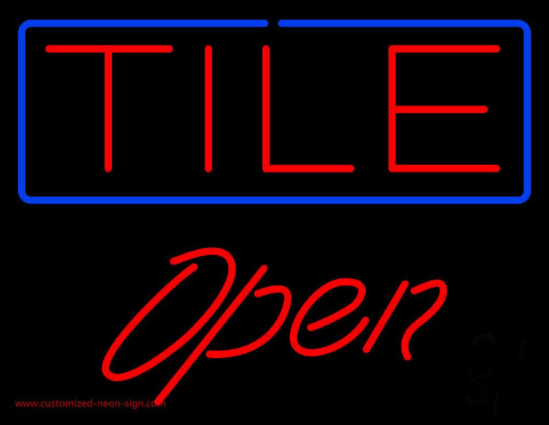 Tile Script1 Open Handmade Art Neon Sign