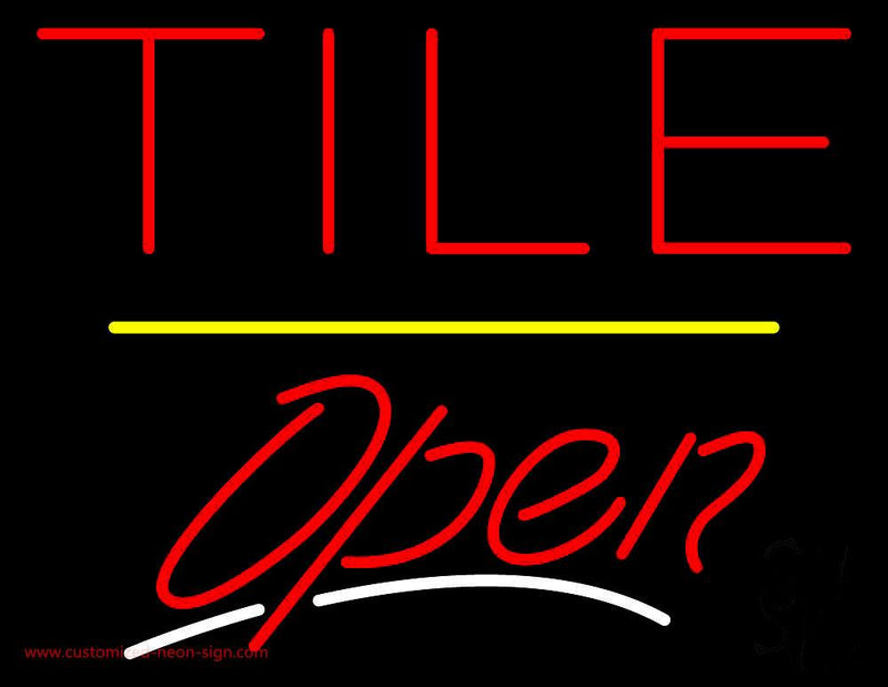 Tile Script2 Open Yellow Line Handmade Art Neon Sign