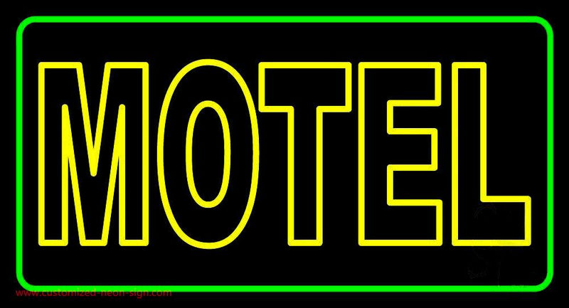 Motel With Green Border Handmade Art Neon Sign