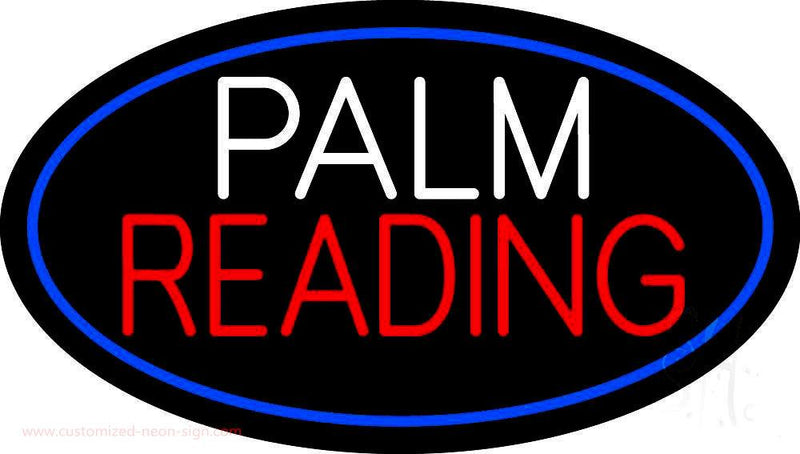 Palm Reading Blue Border Handmade Art Neon Sign