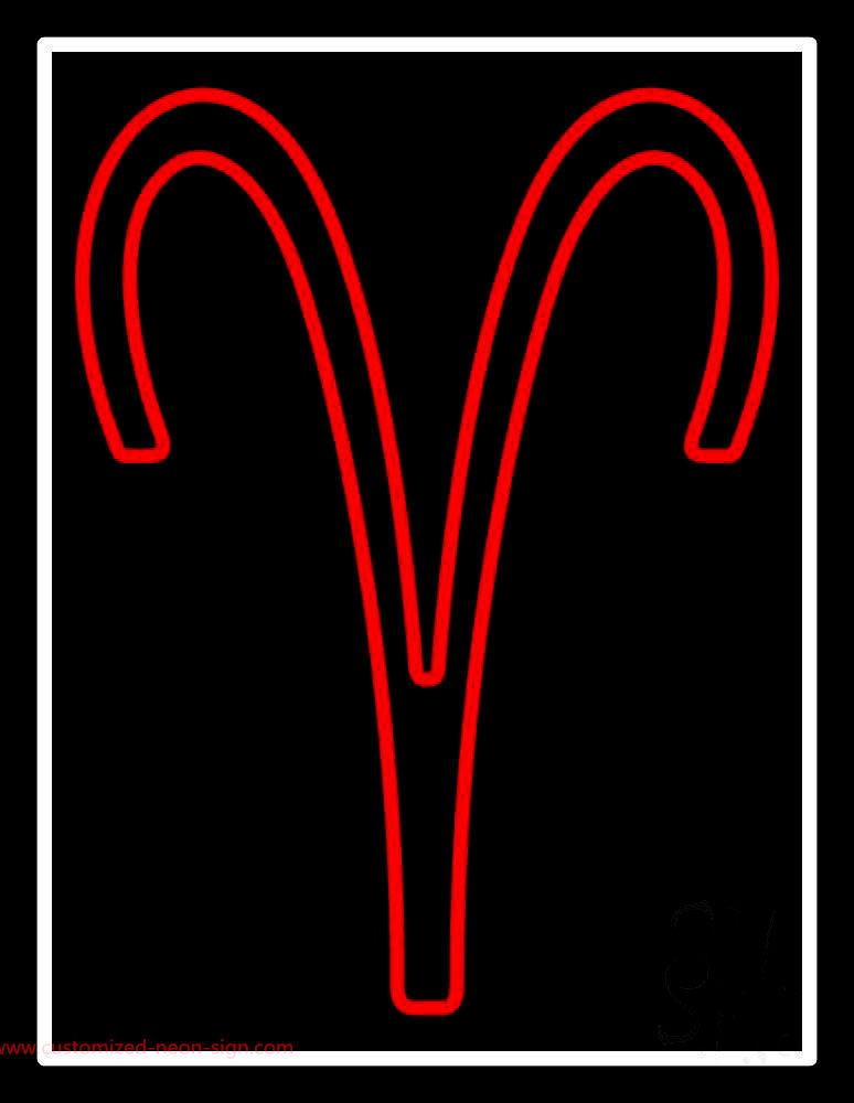 Red Aries White Border Handmade Art Neon Sign
