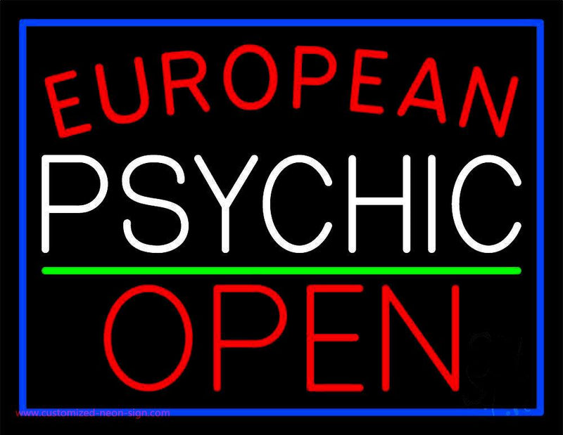 Red European White Psychic Red Open Green Line Handmade Art Neon Sign