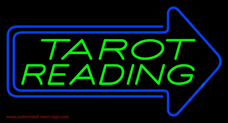 Green Tarot Reading With Blue Arrow Handmade Art Neon Sign