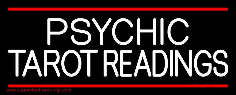 Psychic Tarot Readings Block With Red Line Handmade Art Neon Sign