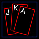 Red Cards Tarot Blue Border Handmade Art Neon Sign