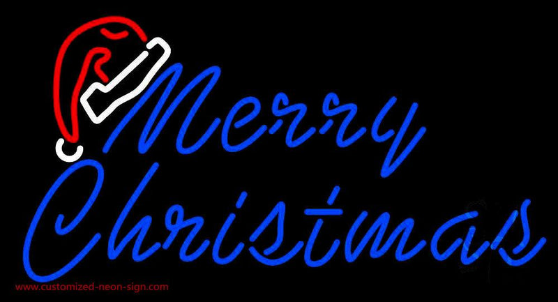 Merry Christams With Hat Handmade Art Neon Sign