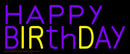 Purple And Yellow Happy Birthday Handmade Art Neon Sign