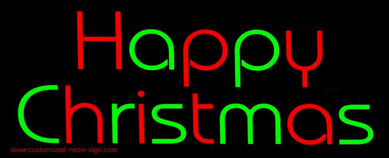 Red And Green Happy Christmas Handmade Art Neon Sign
