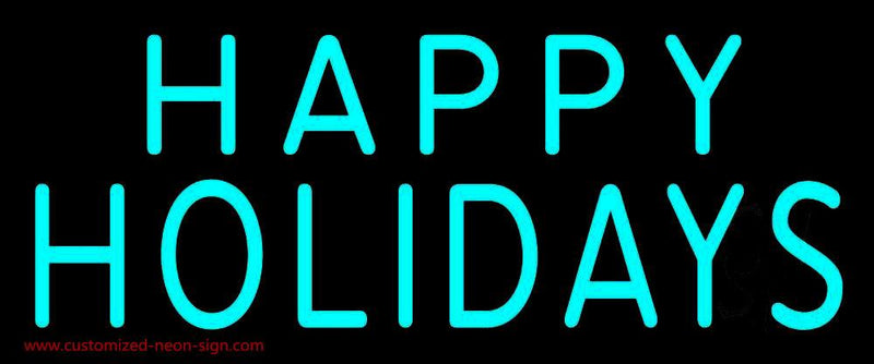 Happy Holidays Block Handmade Art Neon Sign