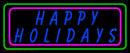 Blue Happy Holidays Block Handmade Art Neon Sign