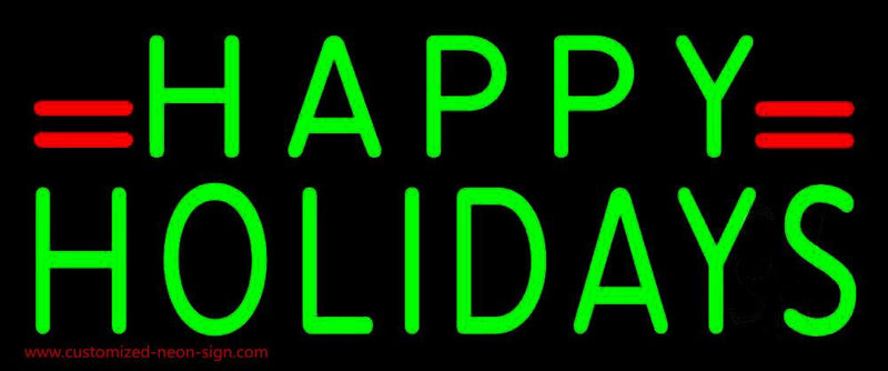 Green Happy Holidays Handmade Art Neon Sign