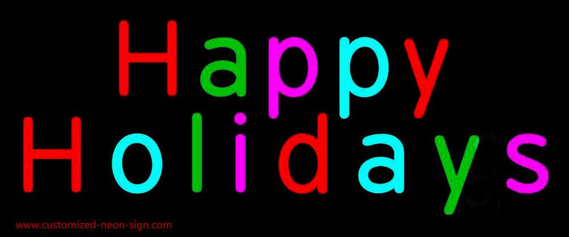 Multicolored Happy Holidays Handmade Art Neon Sign