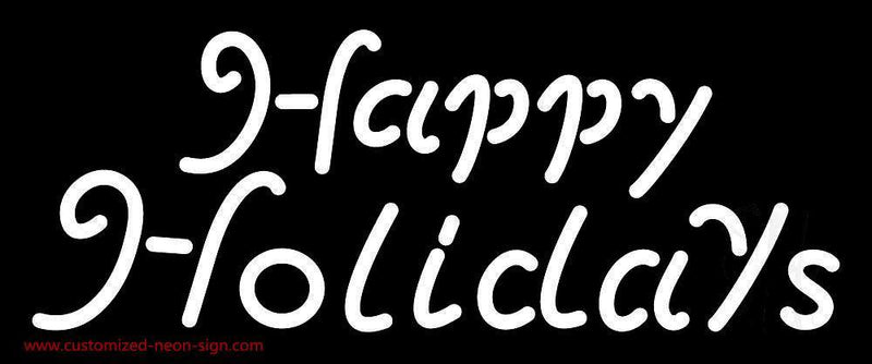 White Happy Holidays Handmade Art Neon Sign