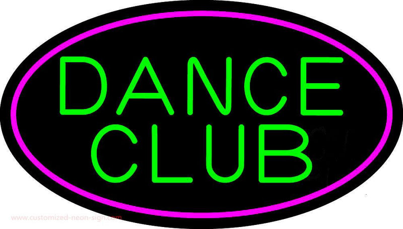 Green Dance Club Pink Border Handmade Art Neon Sign