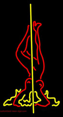 Yellow Pole Dance Girl Handmade Art Neon Sign