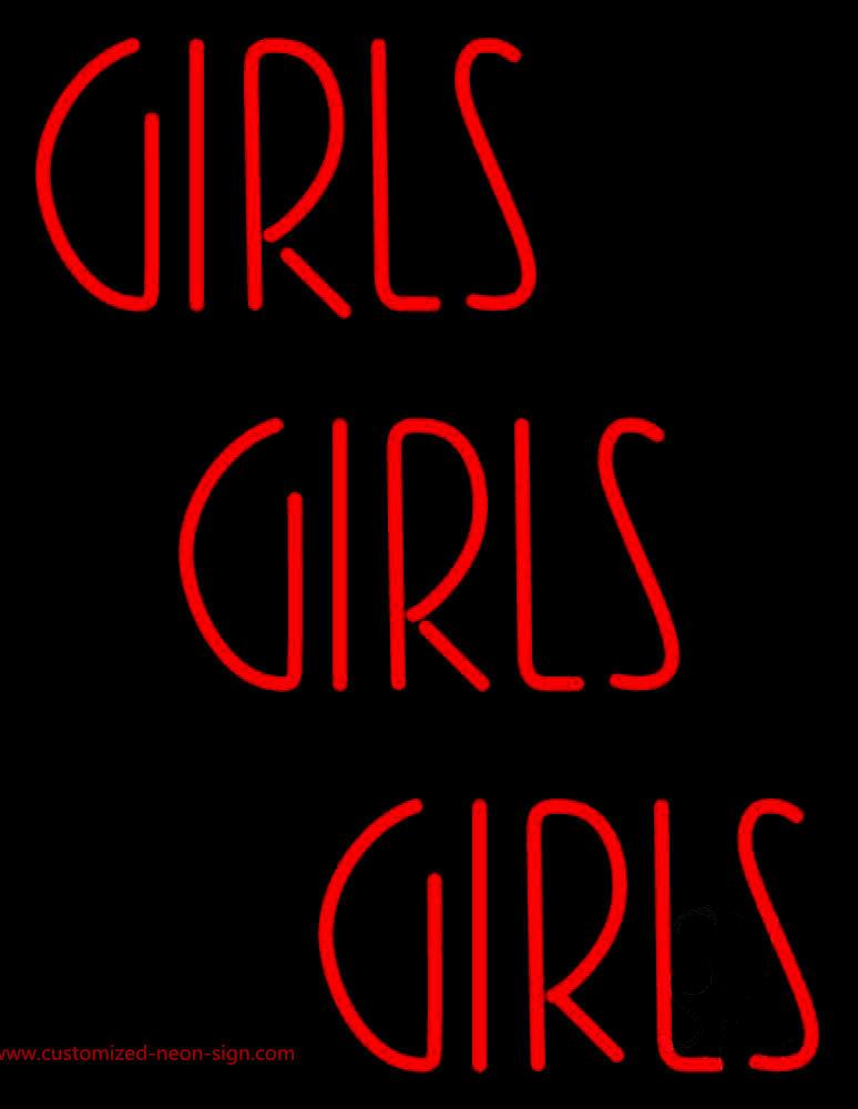 Red Girls Girls Girls Strip Handmade Art Neon Sign