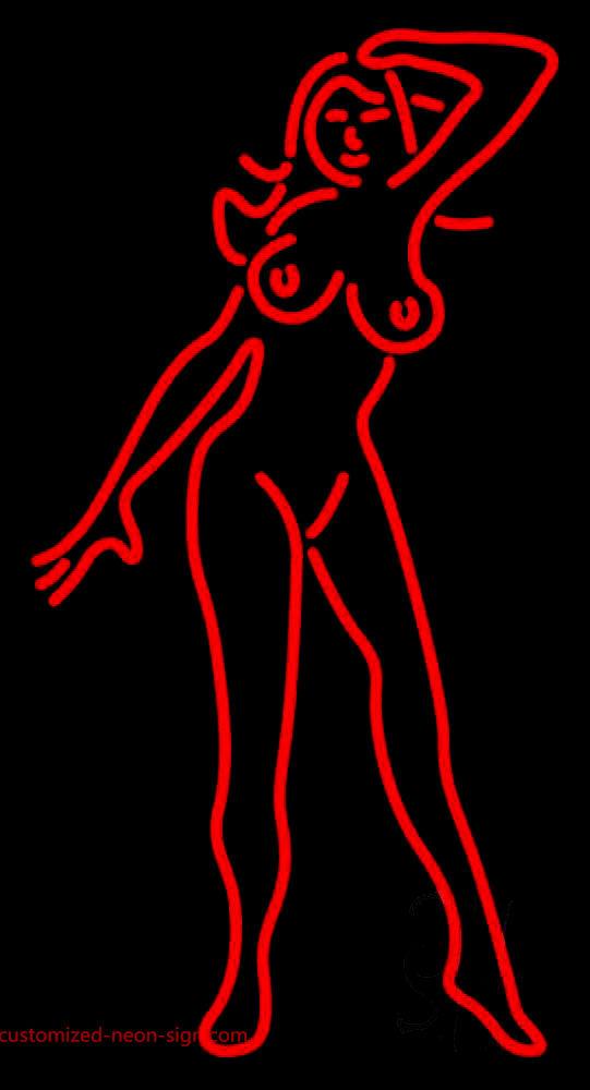 Red Strip Club Girl Handmade Art Neon Sign