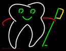 Tooth With Brush Logo Handmade Art Neon Sign