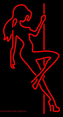 Pole Dance Girl Strip Club Handmade Art Neon Sign