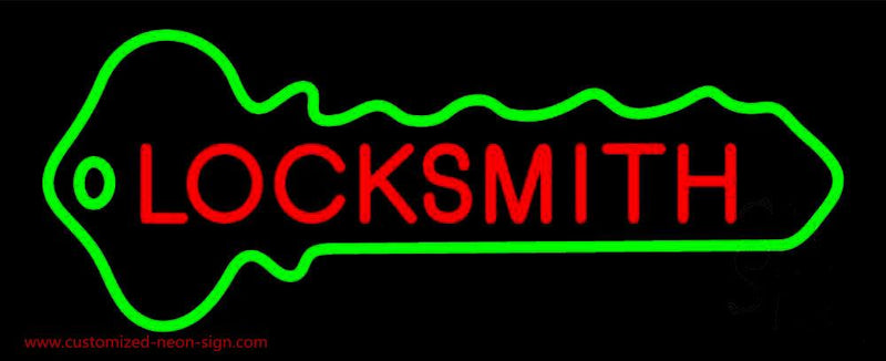 Locksmith With Lock Logo Handmade Art Neon Sign