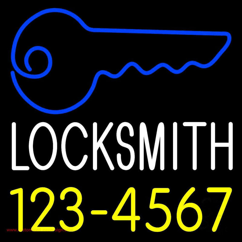 Locksmith Key Logo With Number 1 Handmade Art Neon Sign