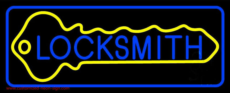 Locksmith With Lock Logo 1 Handmade Art Neon Sign