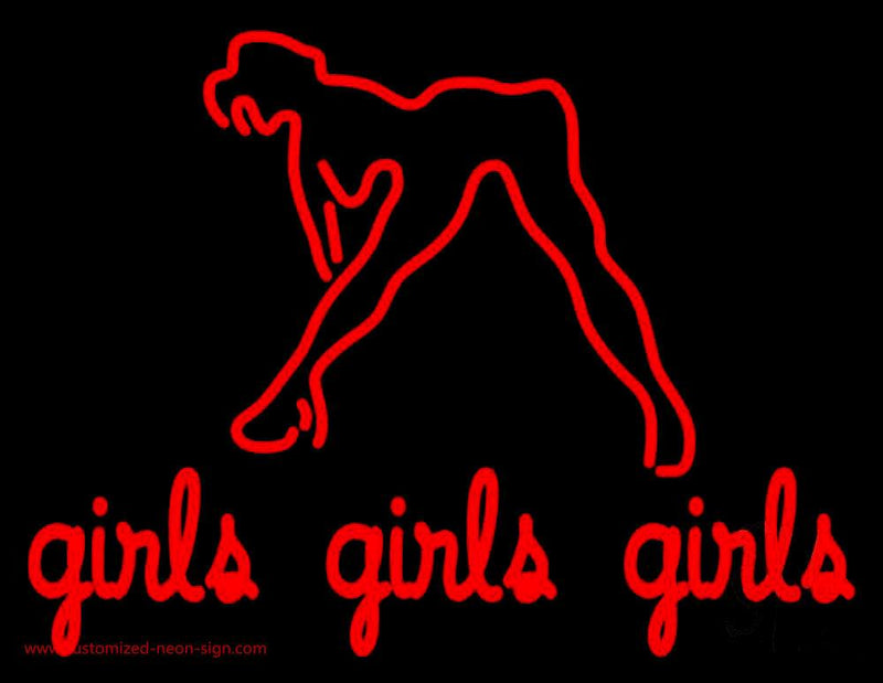 Girls Girls Girls Strip Club Handmade Art Neon Sign