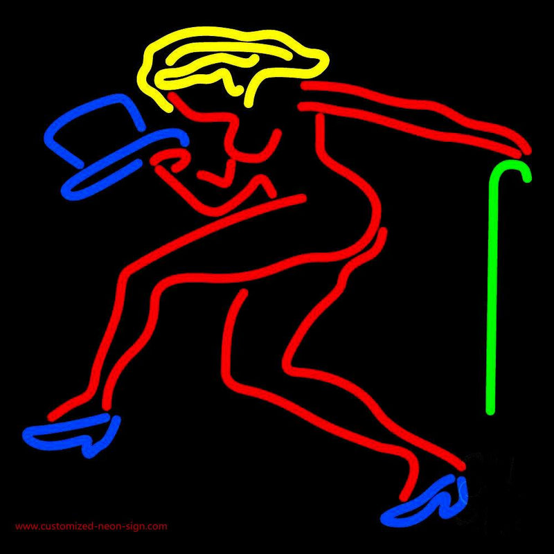 Strip Girl With Hat And Stick Handmade Art Neon Sign