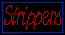 Red Strippers With Blue Border Handmade Art Neon Sign