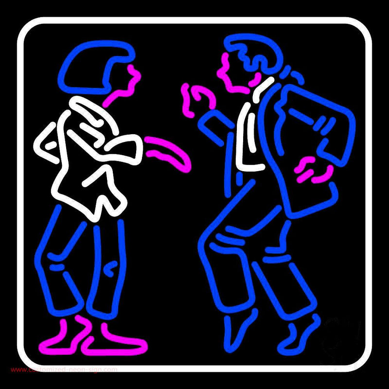 Dancing Couple With White Border Handmade Art Neon Sign