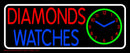 Red Diamonds Blue Watches Block Handmade Art Neon Sign