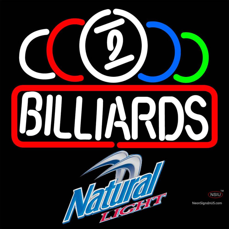 Natural Light Ball Billiards Text Pool Neon Sign   x