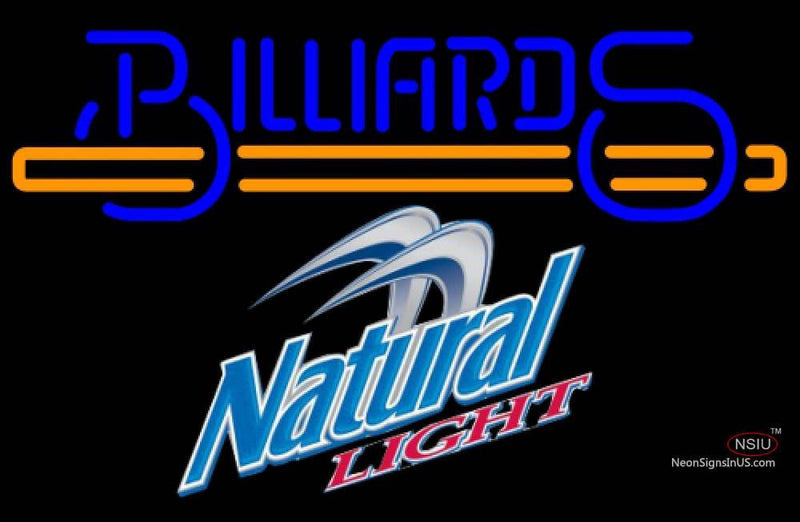 Natural Light Billiards Text With Stick Pool Neon Sign Giant  