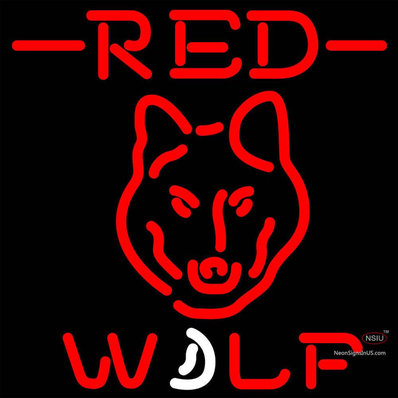 Red Wolf Head all Neon Beer Sign