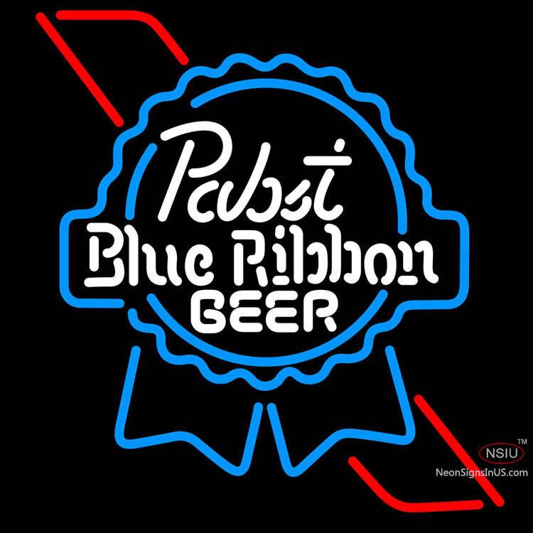 Pabst Sky Blue Red Ribbon Neon Beer Sign