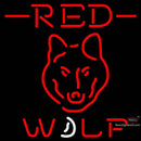 Red Wolf Head all Neon Beer Sign x