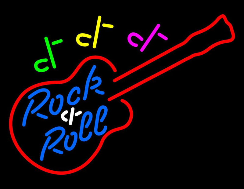 Rock and Roll Guitar Handmade Art Neon Sign