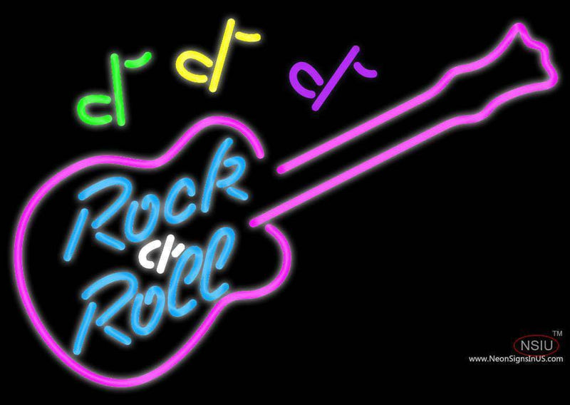 Rock N Roll Guitar Neon Bar Sign