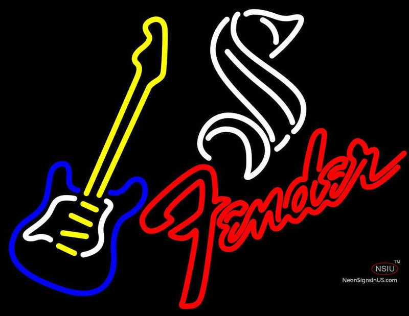 Steinlager Yellow Fender Guitar Neon Sign