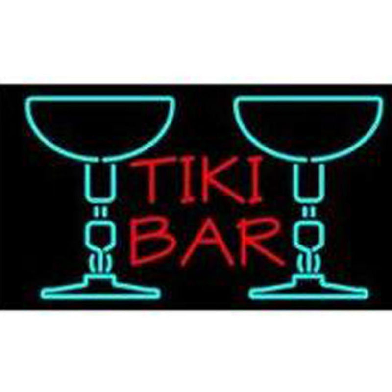 Tiki Bar With Two Martini Glasses Neon Sign