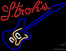 Strohs Blue Electric Guitar Neon Sign  