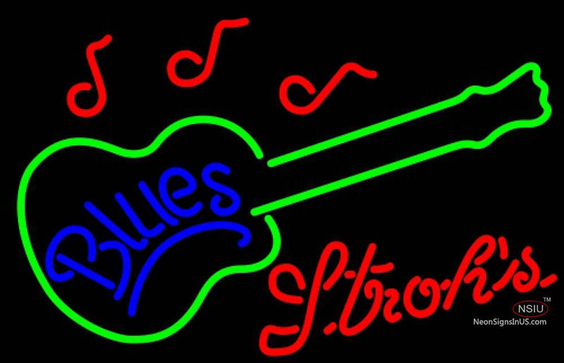 Strohs Blues Guitar Neon Sign  