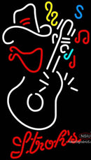 Strohs Cowboy Guitar Neon Sign  