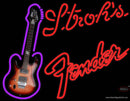 Strohs Fender Red Guitar Neon Sign  