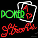 Strohs Green Poker Neon Sign x