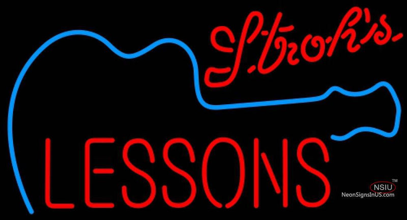 Strohs Guitar Lessons Neon Sign  