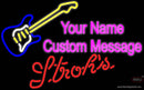 Strohs Guitar Logo Neon Sign  