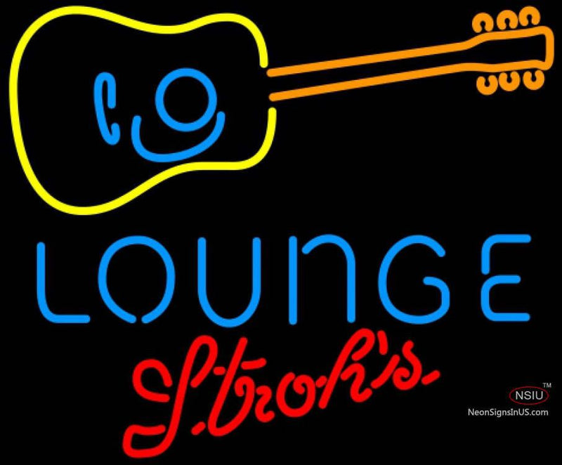 Strohs Guitar Lounge Neon Sign  